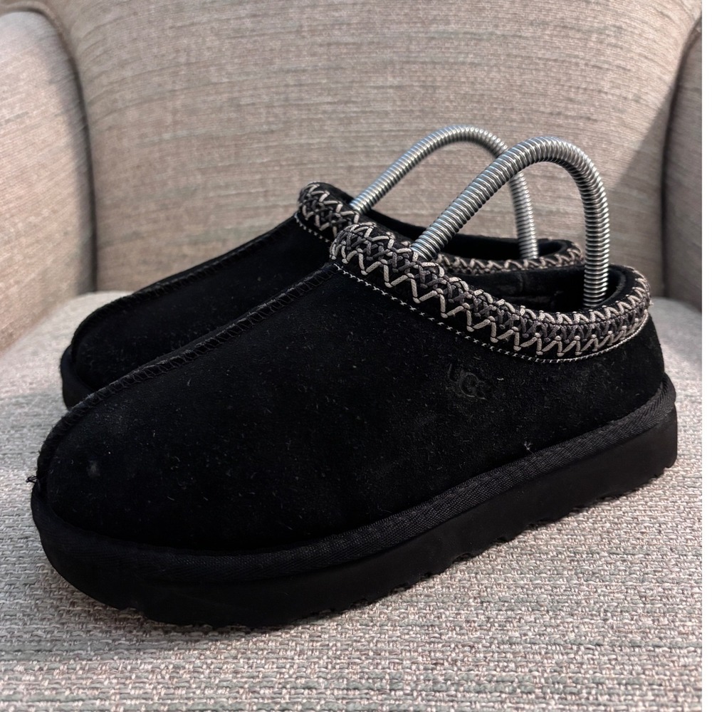 UGG Tasman Suede‎ Slippers Black Embroidered Slip On Shoes 5955 Womens Size 6